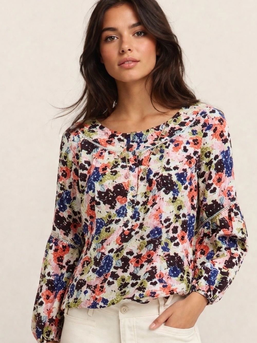 Anthropologie MAEVE Pansy Field Boho Floral Blouse